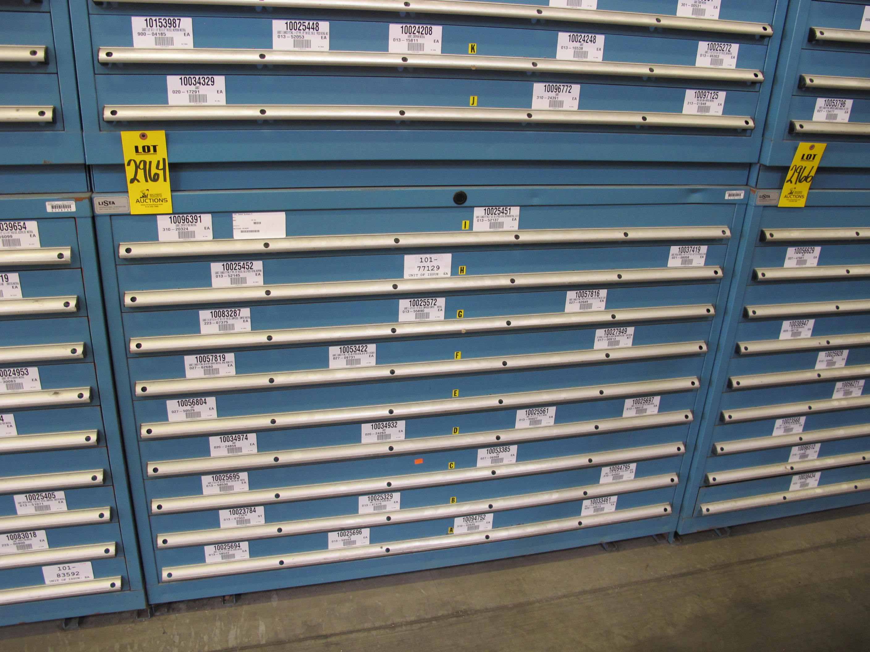 LISTA HEAVY DUTY 9-DRAWER PARTS CABINET W/ CONTENTS (W-50) LOADING & HANDLING FEE $25-